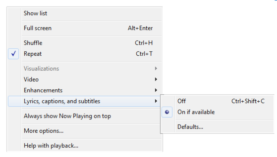 Right-click and enable closed captions to display