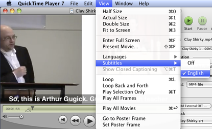 subtitles menu in Quicktime