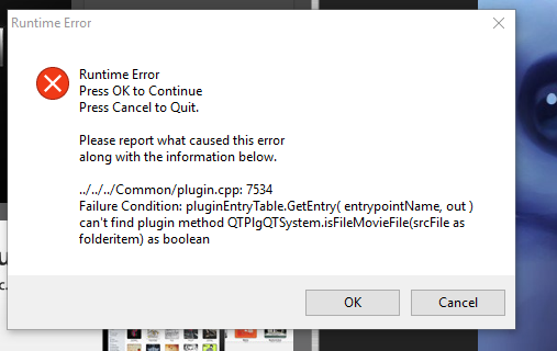 Launch error due to QuickTime not being installed on Windows